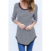 Create A Patch Long Sleeves Striped T-shirt