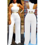 Stylish Hollow-out White Milk Fiber One-piece Jump