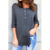 Lovely Polyester O Neck Half Sleeve Solid T-shirt