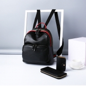 Fashion Zipper Design Black PU Backpacks