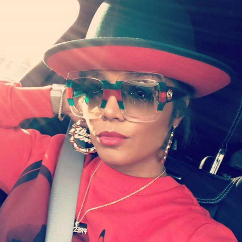 

Fashionable Striped Green PC Sunglasses