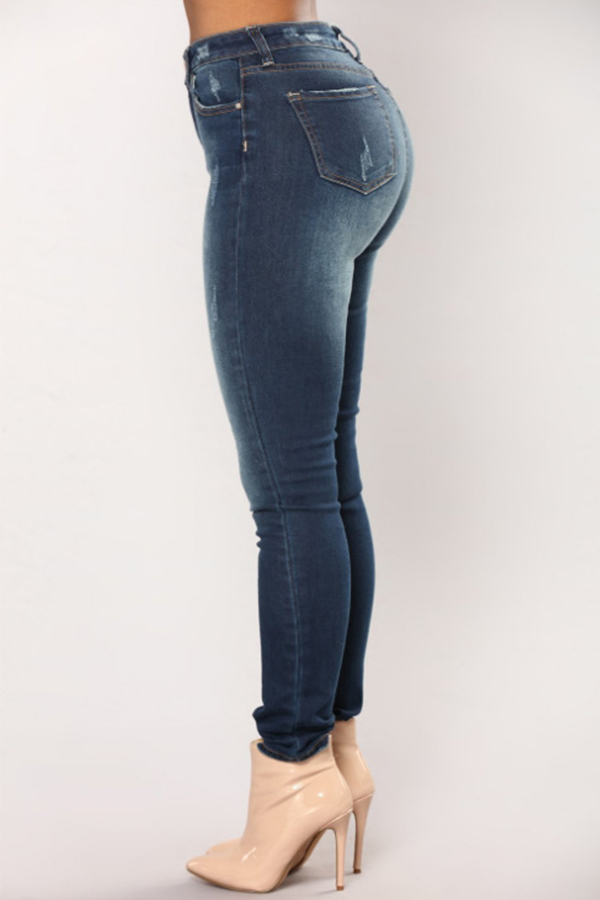 dark blue denim high waisted jeans