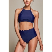 Lovely Lovely Laciness Navy Blue Spandex Two-Piece