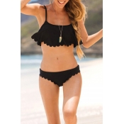 Lovely Euramerican Lace Design Black Spandex Two-p