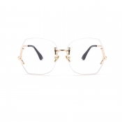 Lovely Fashion Transparent Lens Gold PC Sunglasses