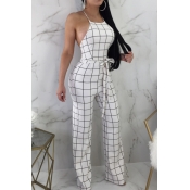 Lovely Sexy Backless White Polyester One-piece Jum