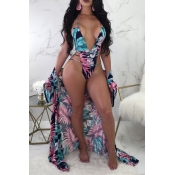 Lovely Leisure V Neck Printing Red Polyester One-p