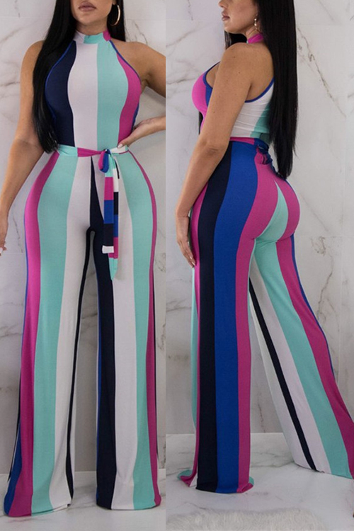 

Lovely Fashion Striped Polyester One-piece Jumpsuit