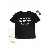 Lovely Casual Round Neck Short Sleeves Letter Prin