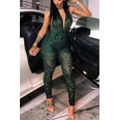 Lovely Sexy Deep V Neck Backless Polyester Black-g