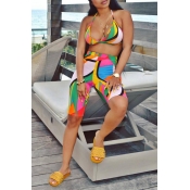 LovelyEuramerican V Neck Green Knitting Two-piece 