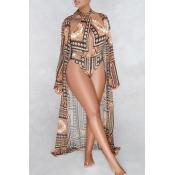 Lovely Trendy V Neck Print Black Milk Fiber One-pi