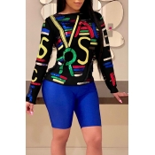 Lovely Chic Round Neck Letter Black Twilled Satin 