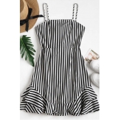 Lovely Trendy Striped Black-white Mini Dress