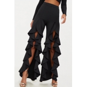 Lovely Trendy High Waist Asymmetrical Black Pants