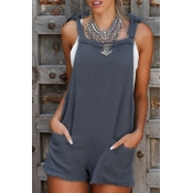 Lovely Street Backless Blue One-piece Romper(Witho