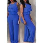 LovelyEuramerican Ruffle Design Loose Blue One-pie