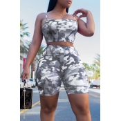 Lovely Leisure Camouflage Printed Grey Two-piece S