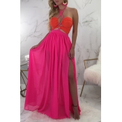Lovely Casual Hollow-out Rose Red Floor length Dre