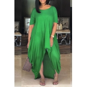 LovelyCasual Asymmetrical Green Floor Length Dress