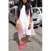 Lovely Trendy Asymmetrical Striped Red Mid Calf Dr