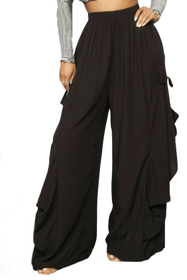 

Lovely Casual Loose Black Pants