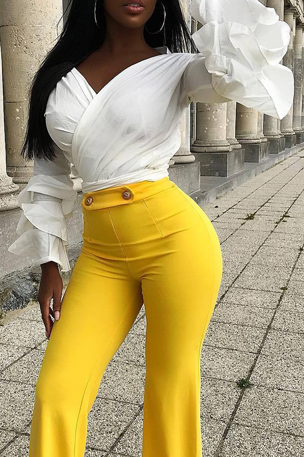 

Lovely Sweet Style Layered Ruffles Flounce White Blouses