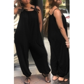 Lovely Fashion Loose Black One-piece Jumpsuit