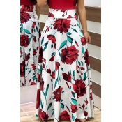 Lovely Fashion Floral Printed White Ankle Length S