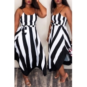 Lovely Euramerican Striped Black Blending Ankle Le