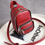 Lovely Fashion Rivet Decorative Red Patent Leather