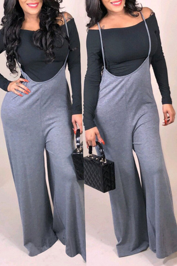 

Lovely Casual Loose Grey Two-piece Pants Set