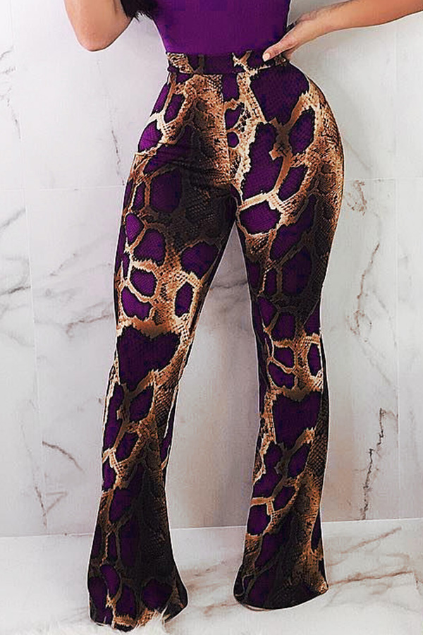 

Lovely Euramerican Snakeskin Grain Purple Knitting Pants