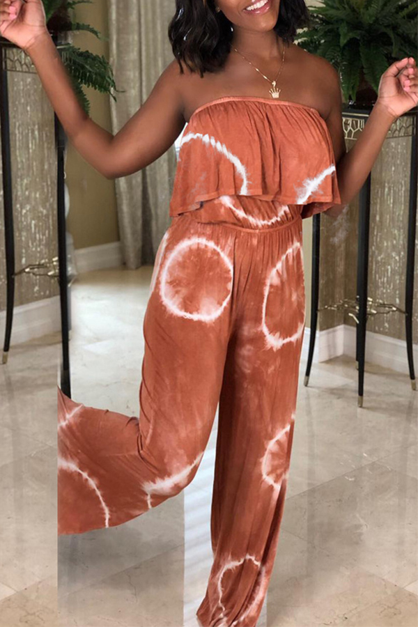 

Lovely Casual Dew Shoulder Brown One-piece Jumpsuit