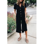 Lovely Fashion Loose Black Blending One-piece Jump