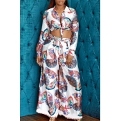 Lovely Euramerican Printed Loose White Two-piece P