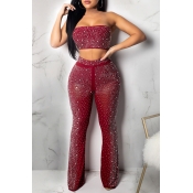 Lovely Sexy Dew Shoulder Hot Drilling Red Blending