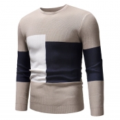 Lovely Casual Patchwork Apricot Cotton Sweaters