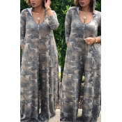 Lovely Fashion Loose Camouflage Printed One-piece 