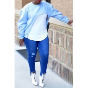 Lovely Casual Long Sleeves Light Blue Hoodies