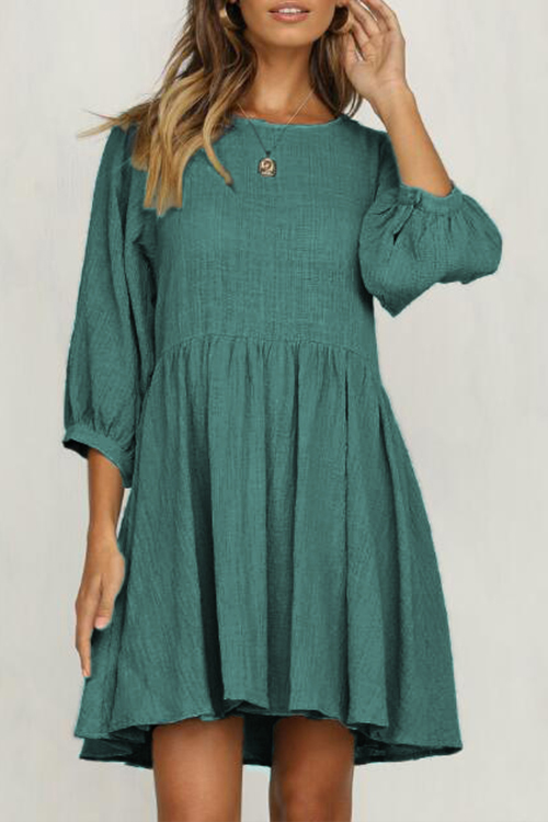 

Lovely Casual Pleated Green Knee Length Dress