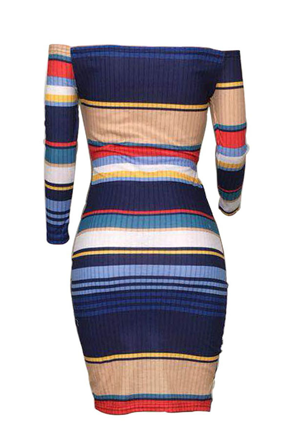 Women's Red & Pink Striped Knee-Length Dress | Front Knot Detail | Casual & Party Wear