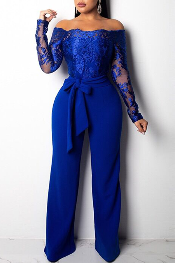 Lovely Casual Patchwork Loose Blue One-piece Jumpsuit_Jumpsuit ...