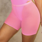 Lovely Trendy See-Through Skinny Pink Shorts(Witho