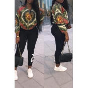 Lovely Euramerican Long Sleeves Printed Multicolor