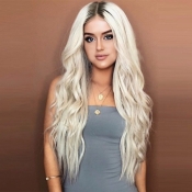 Lovely Euramerican Long Curly Synthetic Beige Wigs