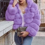 Lovely Euramerican Luxury Purple Faux Fur Coat