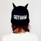 Lovely Casual The Devil Horns Black Cotton Hats