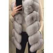 Lovely Trendy Luxury Grey Faux Fur Vests