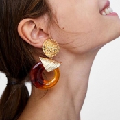 Lovely Fashion Circle Brown Alloy Earring